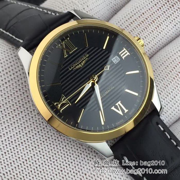 LONGINES浪琴 牛皮錶帶 全自動機械 男士腕表 WSS0125
